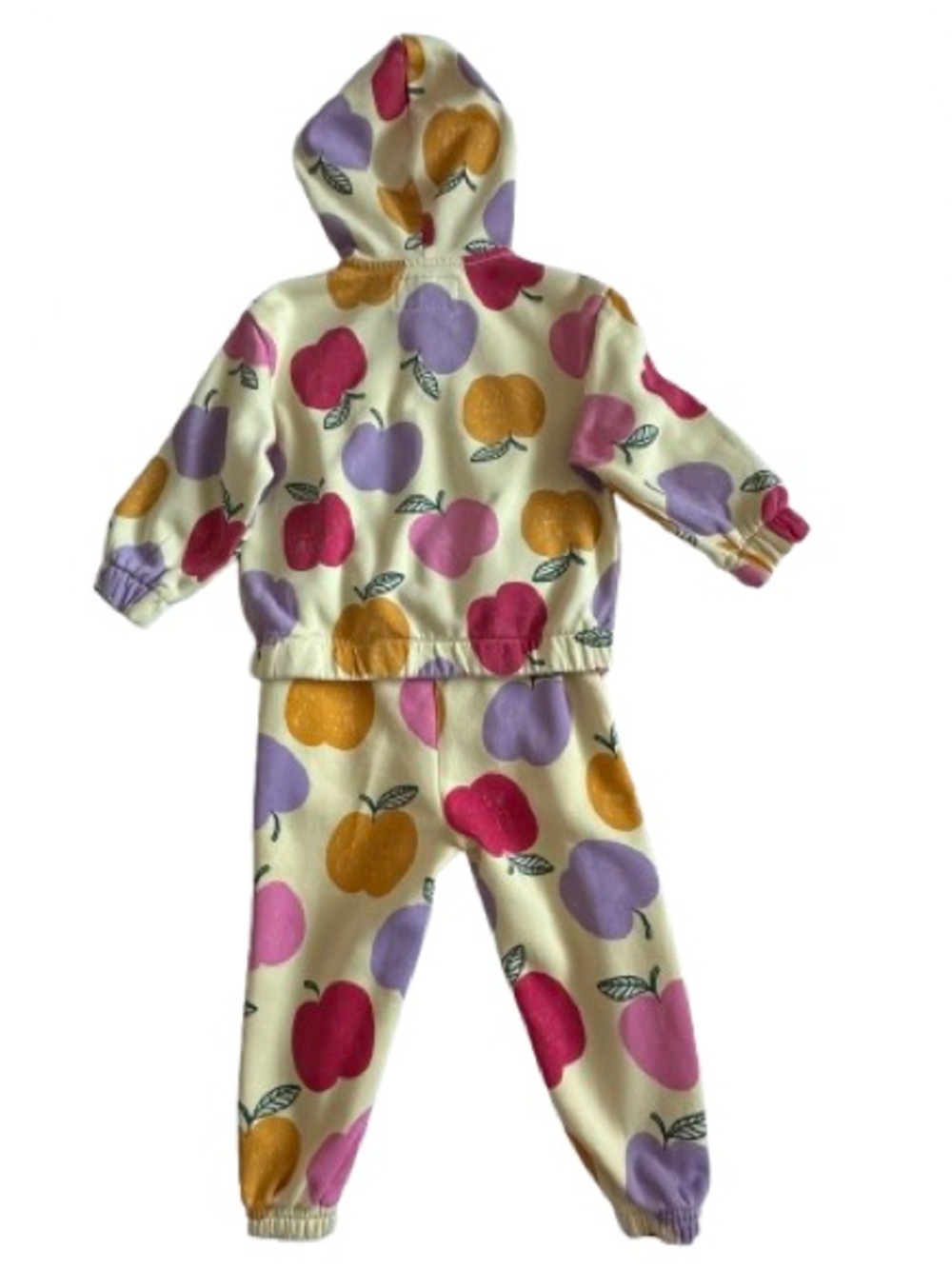 Old Navy Baby Girl 18-24M Cream Hoodie & Joggers Set with Apple Multicolor Print - Picture 14 of 14